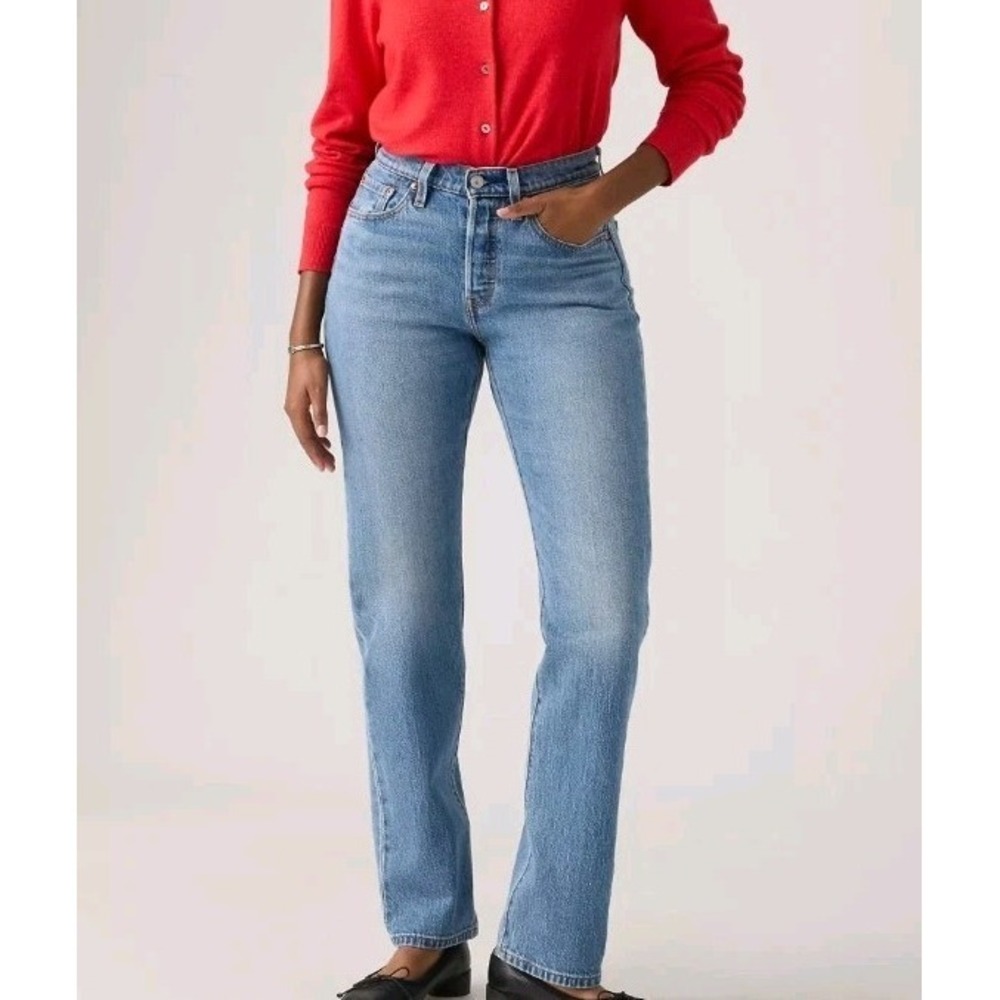 Levis 501 Curve Womens 29x30 Straight Leg Jeans Blue Med Wash 501C Stretch NWT